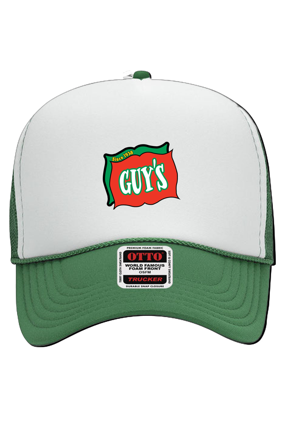 Guy's Retro Sign Logo Trucker Hat - Green and Whit