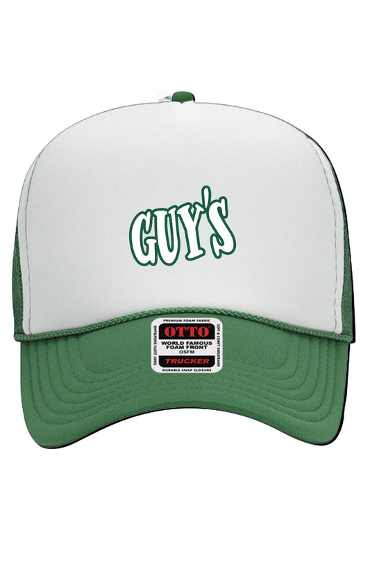 Guy's Retro Logo Trucker Hat - Green and White