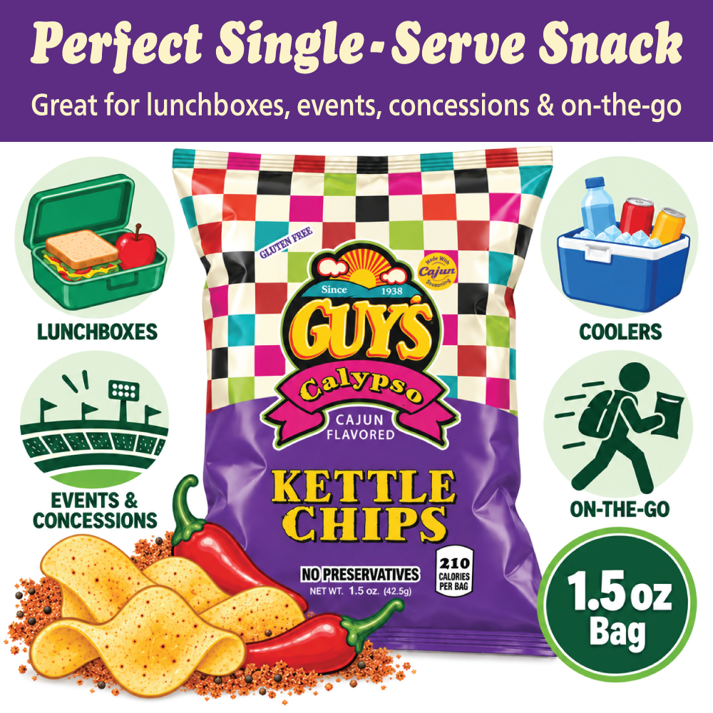 Guy's Calypso (Cajun Flavor) Kettle Potato Chips - 1.5oz Bag (25 Pack)