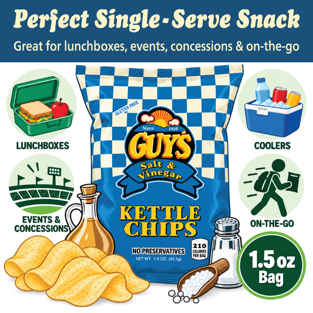 Guy's Salt & Vinegar Kettle Potato Chips - 1.5oz Bag (25 Pack)