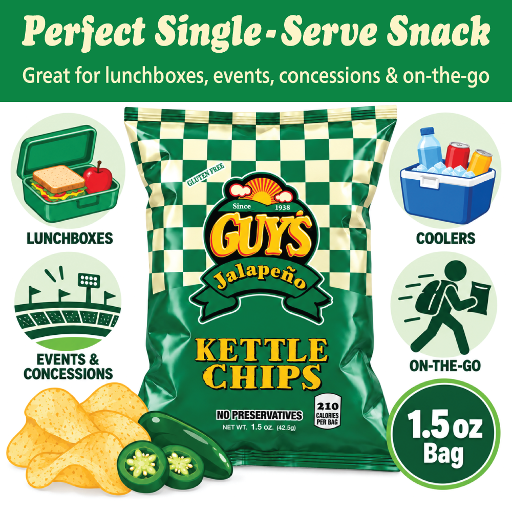 Guy's Jalapeño Kettle Potato Chips - 1.5oz Bag (25 Pack)