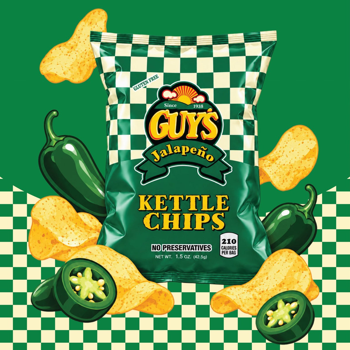 Guy's Jalapeño Kettle Potato Chips - 1.5oz Bag (25 Pack)