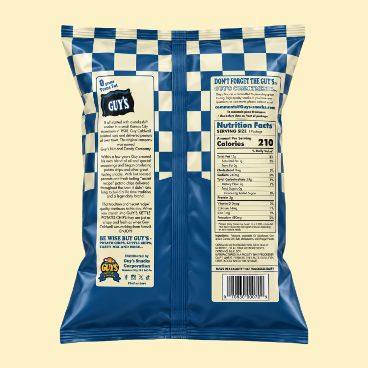 Guy's Salt & Vinegar Kettle Potato Chips - 1.5oz Bag (25 Pack)